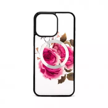 Capa em pele Evelatus para Apple iPhone 15 Pro com design de fecho flor branca