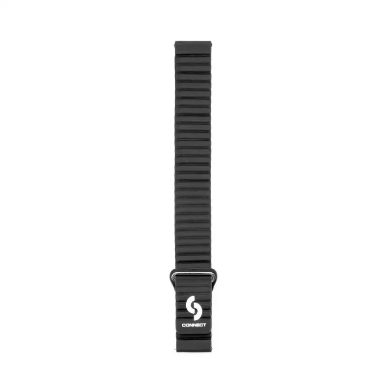 Connect 20mm bracelete magnética em pele-silicone Loop com cabeça plana (130mm M/L) preto