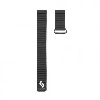 Connect 20mm bracelete magnética em pele-silicone Loop com cabeça plana (130mm M/L) preto