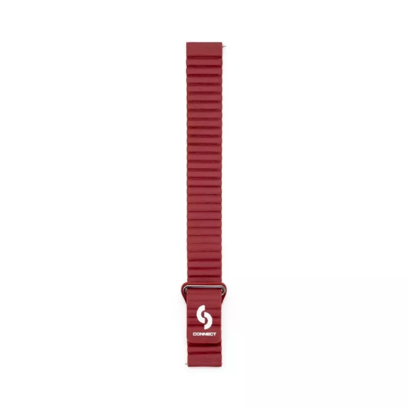 Connect 20mm bracelete magnética em pele-silicone Loop com cabeça plana (130mm M/L) vermelho vinho