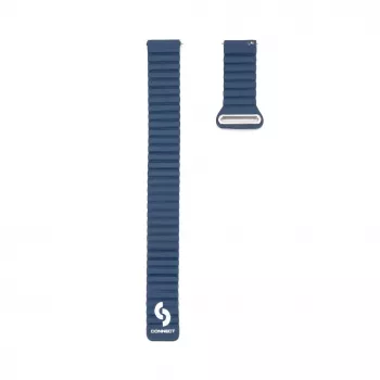Connect 20mm bracelete de relógio magnética em pele-silicone Loop com cabeça plana (130mm M/L) azul meia-noite