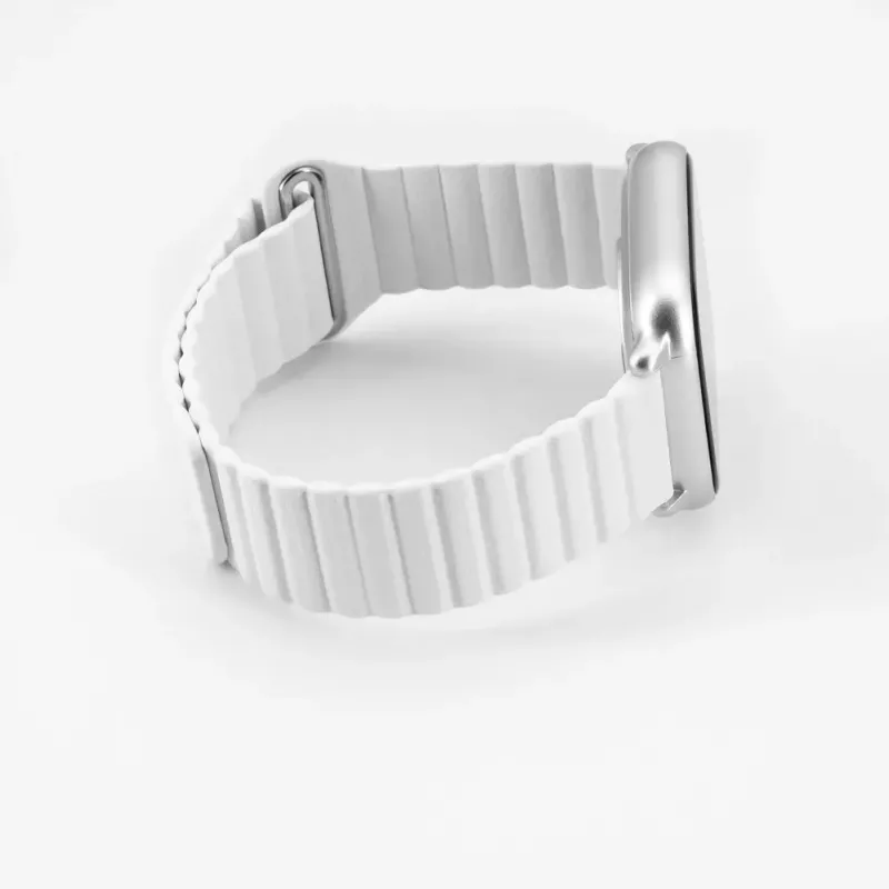 Connect 22mm bracelete de relógio magnética em pele-silicone Loop com cabeça plana (130mm M/L) branco