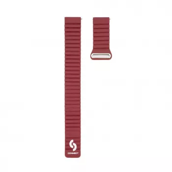 Connect 22mm bracelete de relógio magnética em pele-silicone Loop com cabeça plana (130mm M/L) vermelho vinho