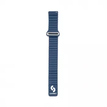 Connect 22mm bracelete de relógio magnética em pele-silicone Loop com cabeça plana (130mm M/L) azul meia-noite