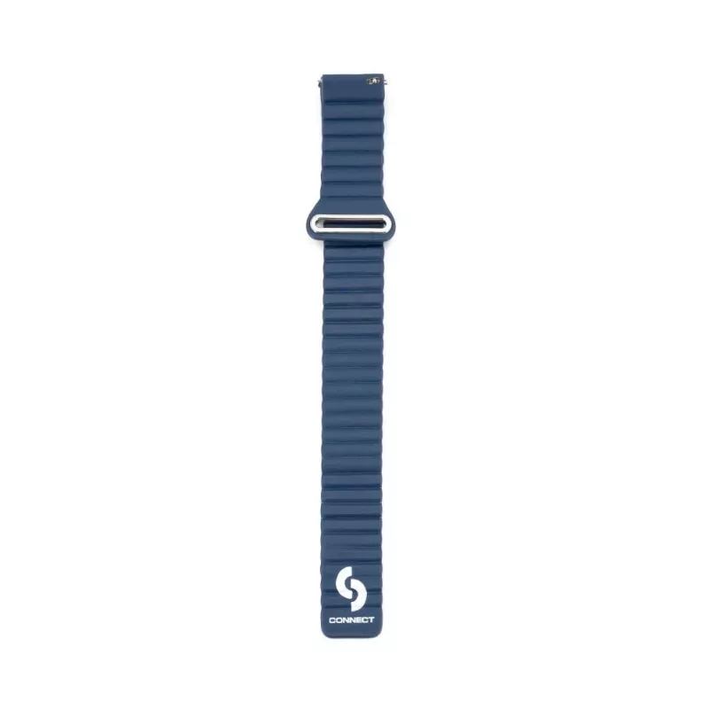 Connect 22mm bracelete de relógio magnética em pele-silicone Loop com cabeça plana (130mm M/L) azul meia-noite