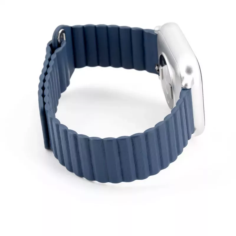 Connect 22mm bracelete de relógio magnética em pele-silicone Loop com cabeça plana (130mm M/L) azul meia-noite