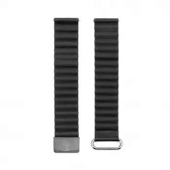 Connect 20mm bracelete de relógio com fecho magnético e parte traseira em pele (130mm M/L) preto
