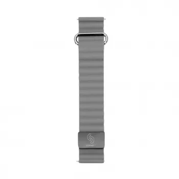 Connect 20mm bracelete de relógio com fecho magnético e parte traseira em pele (130mm M/L) cinzento sideral