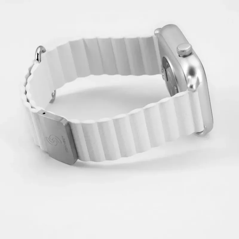 Connect 20mm bracelete de relógio com fecho magnético e parte traseira em pele (130mm M/L) branco