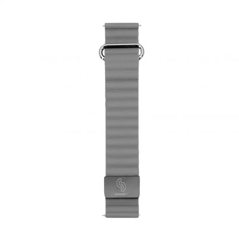 Connect 22mm bracelete de relógio com fecho magnético e parte traseira em pele (130mm M/L) cinzento sideral