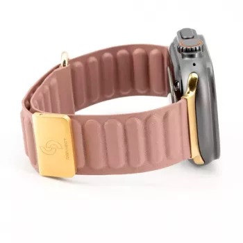 Connect Watch 38/40/41mm bracelete de relógio com fecho magnético e parte traseira em pele, rosa