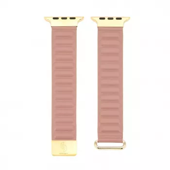 Connect Watch 38/40/41mm bracelete de relógio com fecho magnético e parte traseira em pele, rosa
