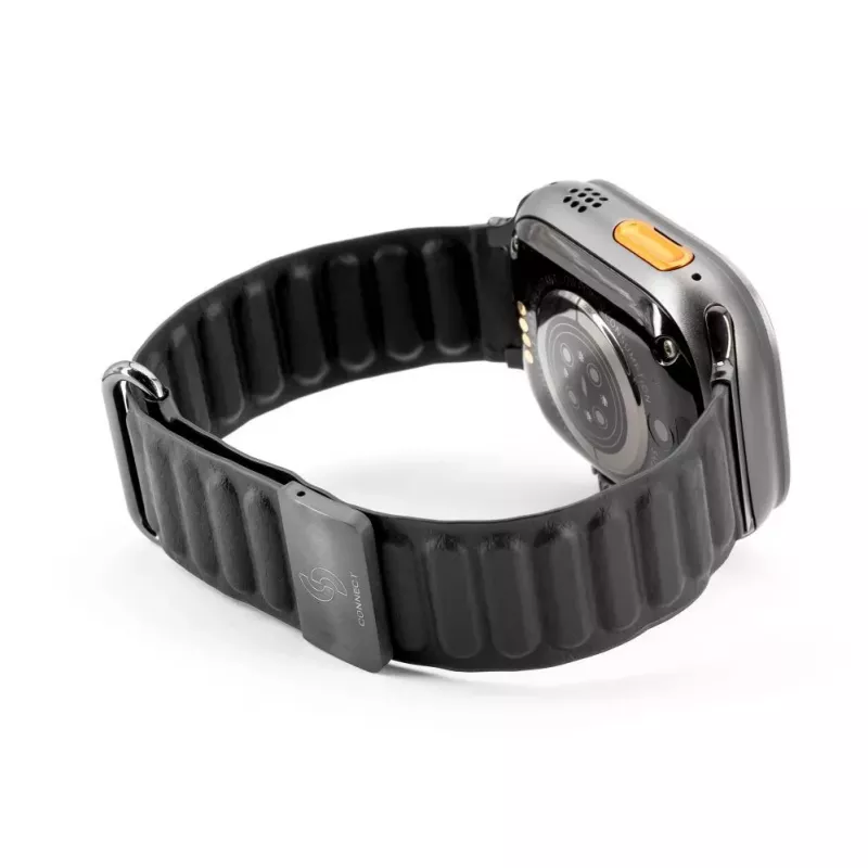 Connect Watch 42/44/45mm Cortical Back Buckle Bracelete de relógio com fecho magnético, preta