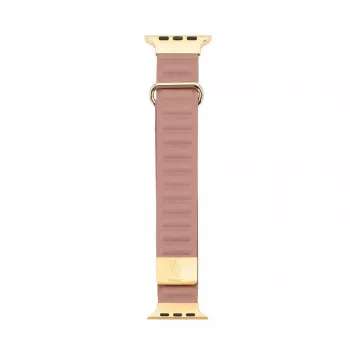 Pulseira Connect Watch 42/44/45mm em pele sintética premium com fecho magnético Rosa
