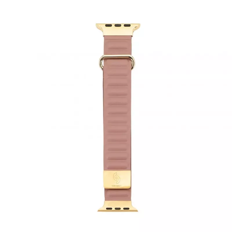 Pulseira Connect Watch 42/44/45mm em pele sintética premium com fecho magnético Rosa