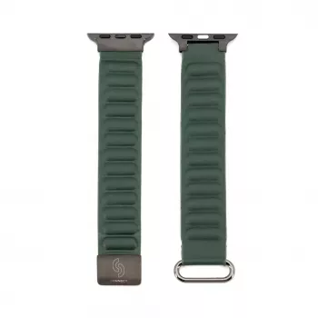 Pulseira Connect Watch 42/44/45mm em pele PU premium com fecho magnético Cedar Green