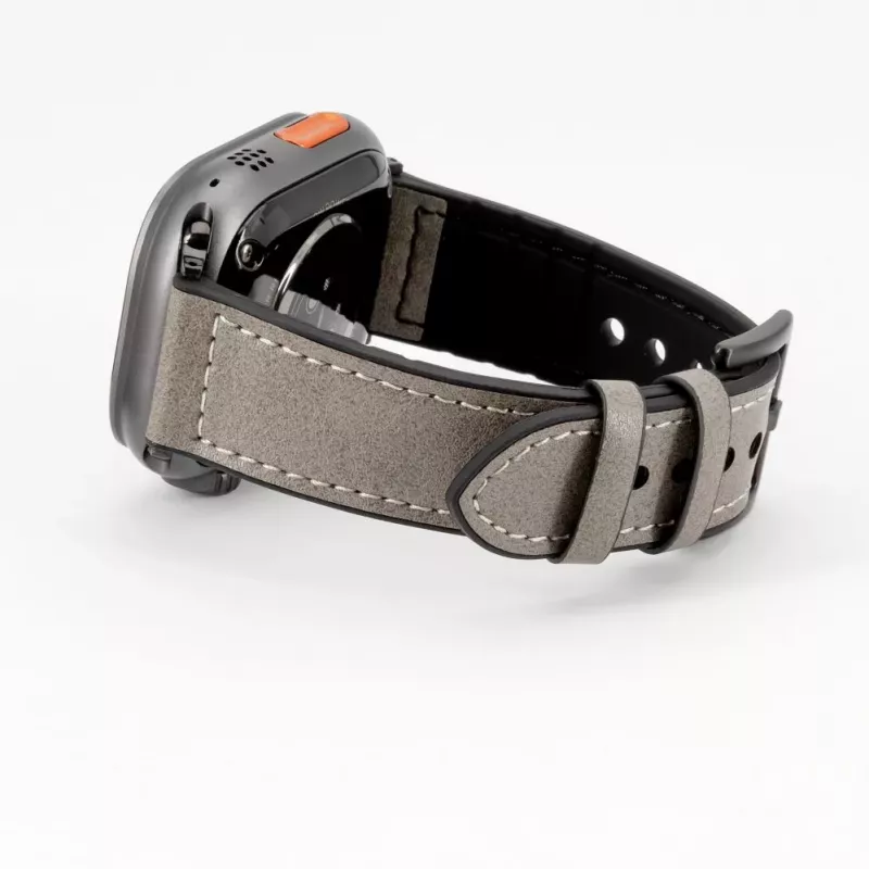 Pulseira Connect Watch 38/40/41mm em pele com remendo de silicone (132mm M/L) Prateado