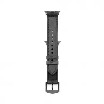 Pulseira Connect Watch 42/44/45mm em pele com remendo de silicone (132mm M/L) Preto