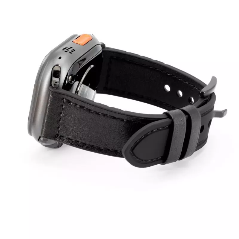 Pulseira Connect Watch 42/44/45mm em pele com remendo de silicone (132mm M/L) Preto
