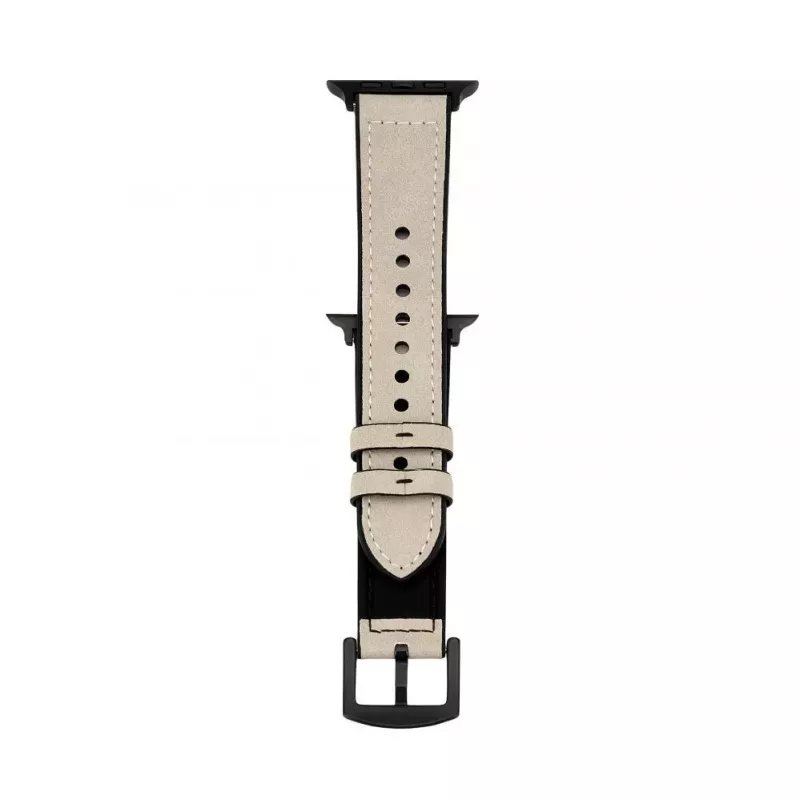 Pulseira Connect Watch 42/44/45mm em pele com remendo de silicone (132mm M/L) Branco