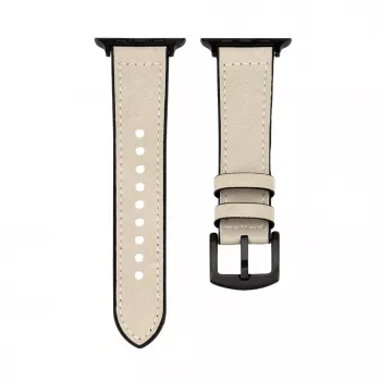 Pulseira Connect Watch 42/44/45mm em pele com remendo de silicone (132mm M/L) Branco