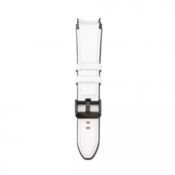 Pulseira Connect 20mm em pele com remendo de silicone (130mm M/L) Branco