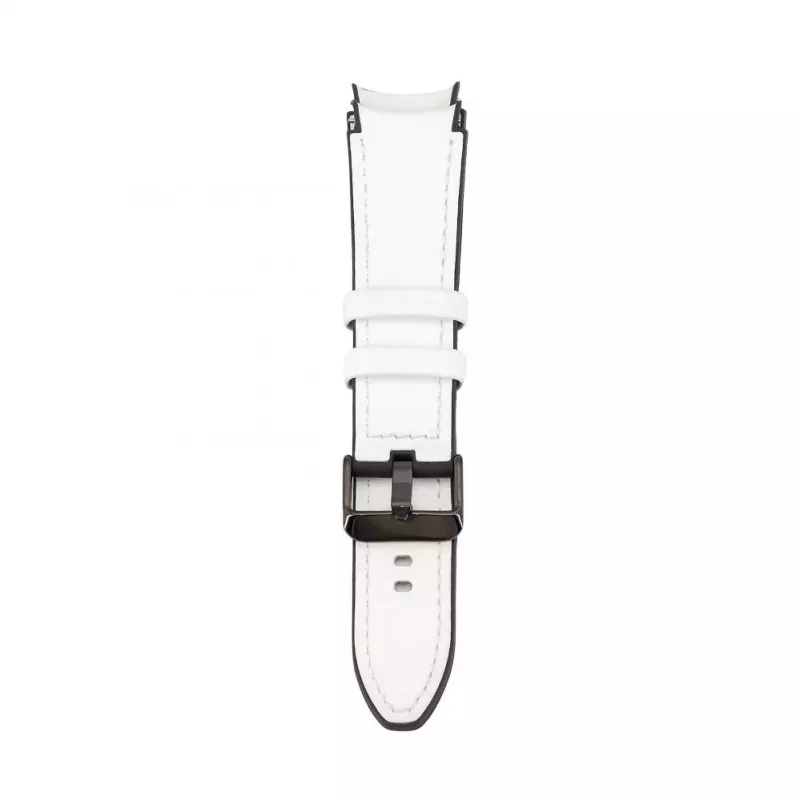 Pulseira Connect 20mm em pele com remendo de silicone (130mm M/L) Branco