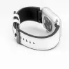 Pulseira Connect 20mm em pele com remendo de silicone (130mm M/L) Branco