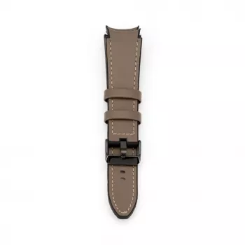 Pulseira Connect 20mm em pele com remendo de silicone (130mm M/L) Taupe