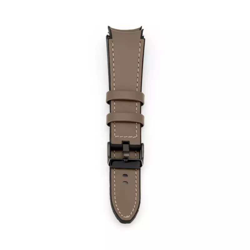Pulseira Connect 20mm em pele com remendo de silicone (130mm M/L) Taupe