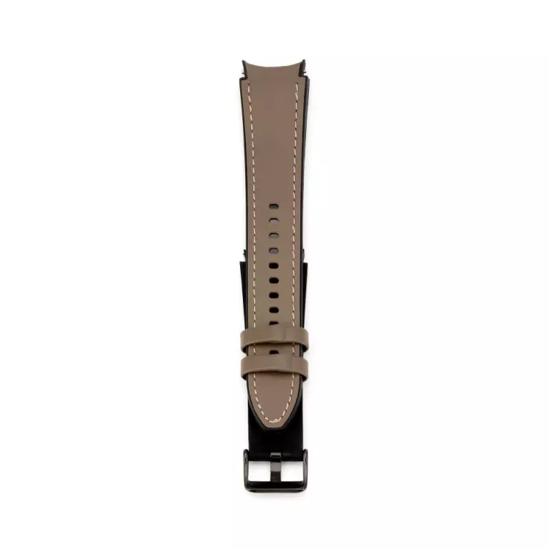 Pulseira Connect 20mm em pele com remendo de silicone (130mm M/L) Taupe