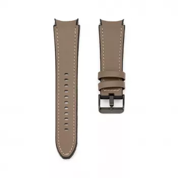 Pulseira Connect 20mm em pele com remendo de silicone (130mm M/L) Taupe