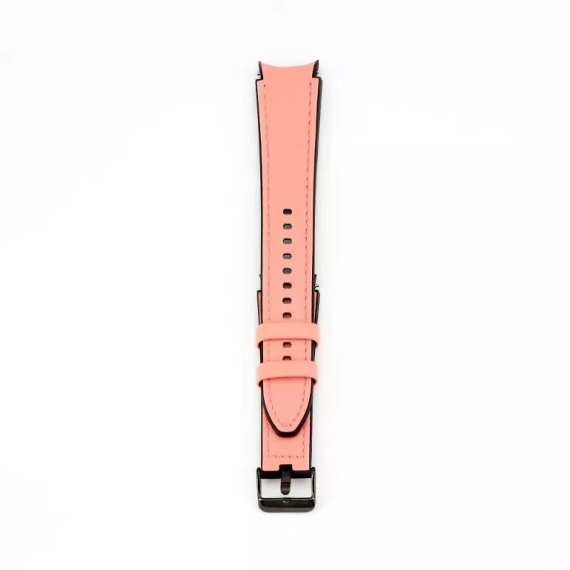 Pulseira Connect 20mm em pele com remendo de silicone (130mm M/L) Rosa