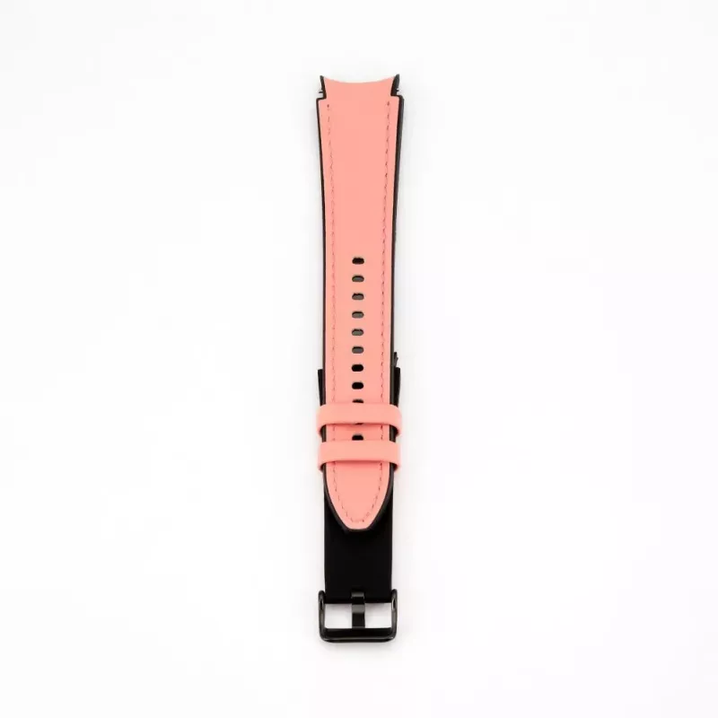 Pulseira Connect 20mm em pele com remendo de silicone (130mm M/L) Rosa