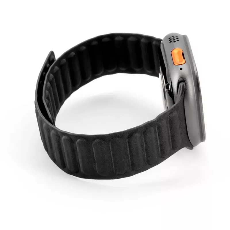 Pulseira Connect Watch 42/44/45mm em sarja fina tecida com corrente magnética Preto