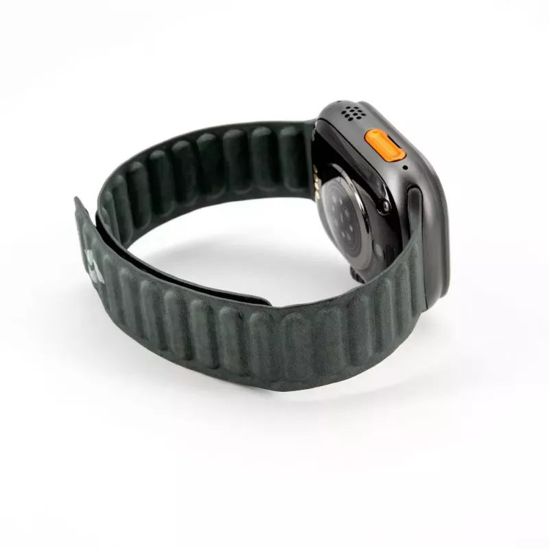 Pulseira Connect Watch 42/44/45mm em sarja fina tecida com corrente magnética Verde