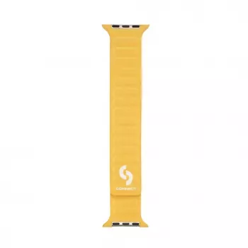 Pulseira Connect Watch 42/44/45mm em sarja fina tecida com corrente magnética Amarelo