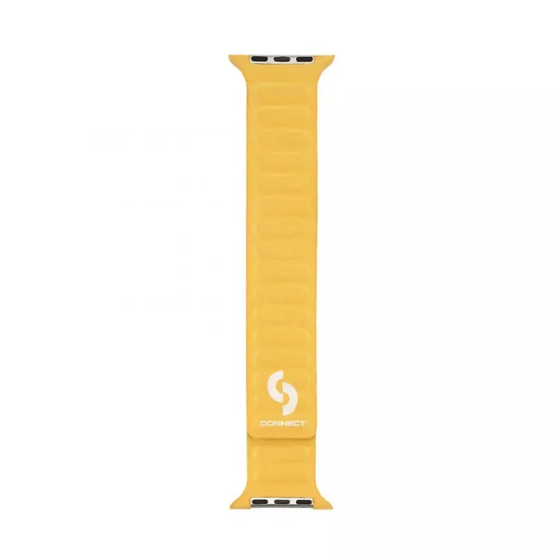 Pulseira Connect Watch 42/44/45mm em sarja fina tecida com corrente magnética Amarelo