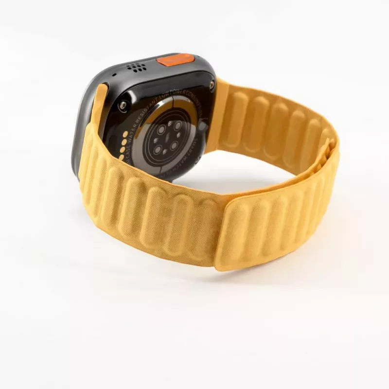 Pulseira Connect Watch 42/44/45mm em sarja fina tecida com corrente magnética Amarelo