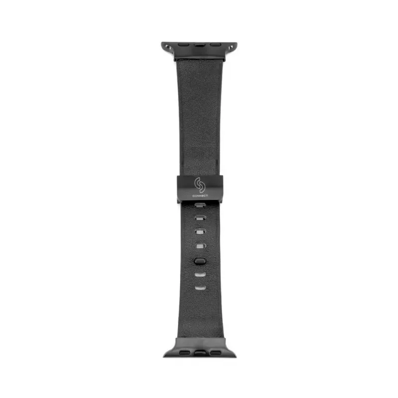 Pulseira Connect Watch 38/40/41mm em pele com fecho de laço simples Preto