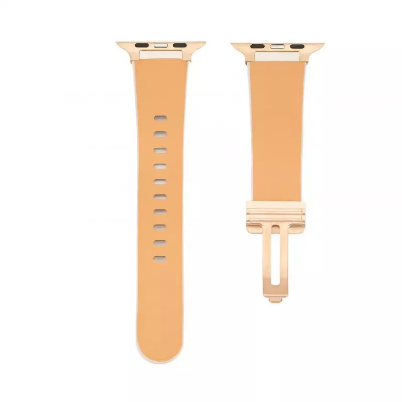 Pulseira Connect Watch 38/40/41mm em pele com fecho de laço simples Branco