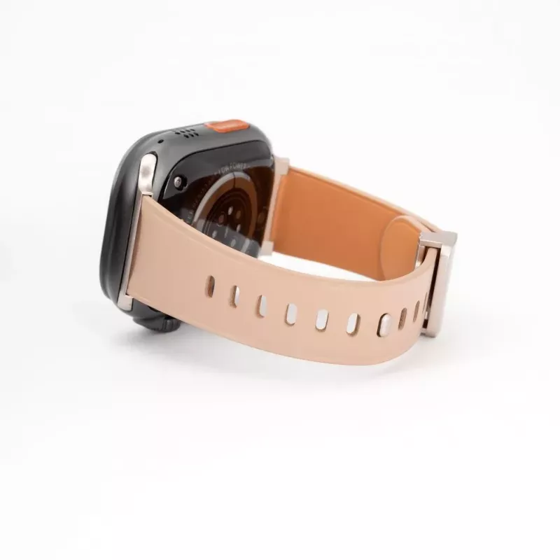 Pulseira Connect Watch 38/40/41mm em pele com fecho de laço simples Rosa