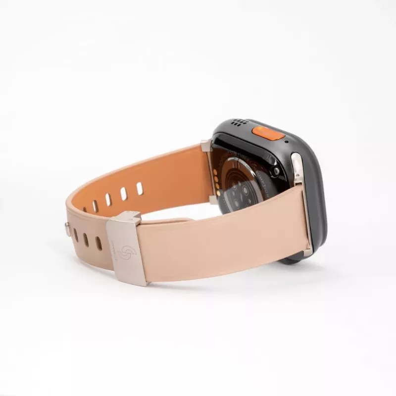 Pulseira Connect Watch 38/40/41mm em pele com fecho de laço simples Rosa