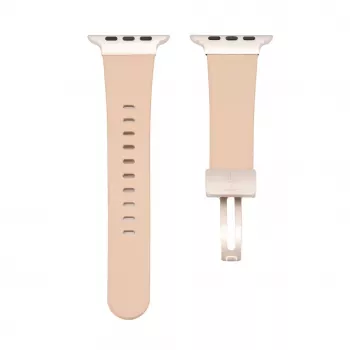 Pulseira Connect Watch 38/40/41mm em pele com fecho de laço simples Rosa