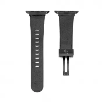 Pulseira Connect Watch 42/44/45mm em pele com fecho de laço simples Preto