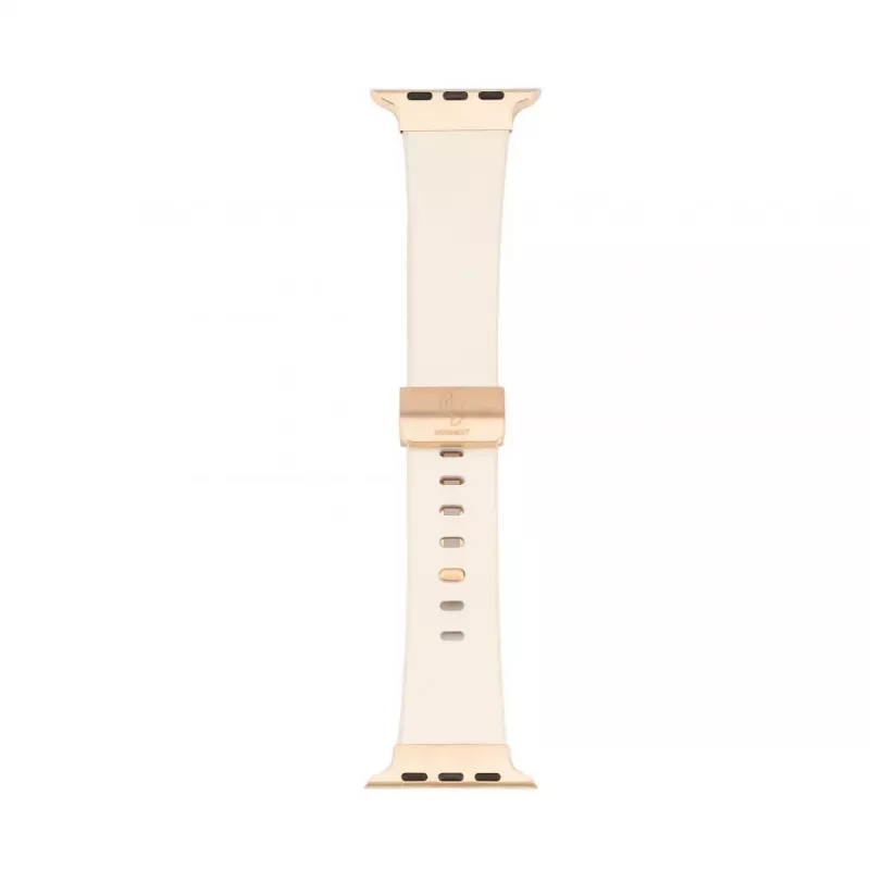Pulseira Connect Watch 42/44/45mm em pele com fecho de laço simples Branco