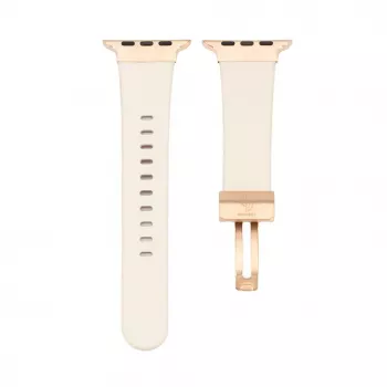 Pulseira Connect Watch 42/44/45mm em pele com fecho de laço simples Branco