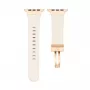 Pulseira Connect Watch 42/44/45mm em pele com fecho de laço simples Branco