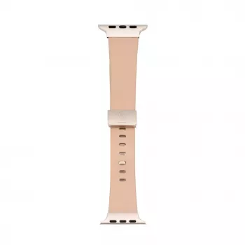 Pulseira Connect Watch 42/44/45mm em pele com fecho de laço simples Rosa