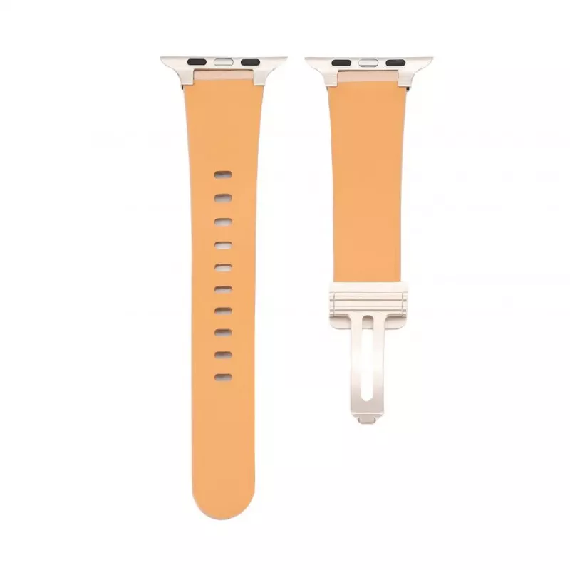 Pulseira Connect Watch 42/44/45mm em pele com fecho de laço simples Rosa